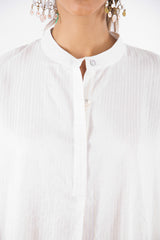 Helen Cotton Striped White Blouse