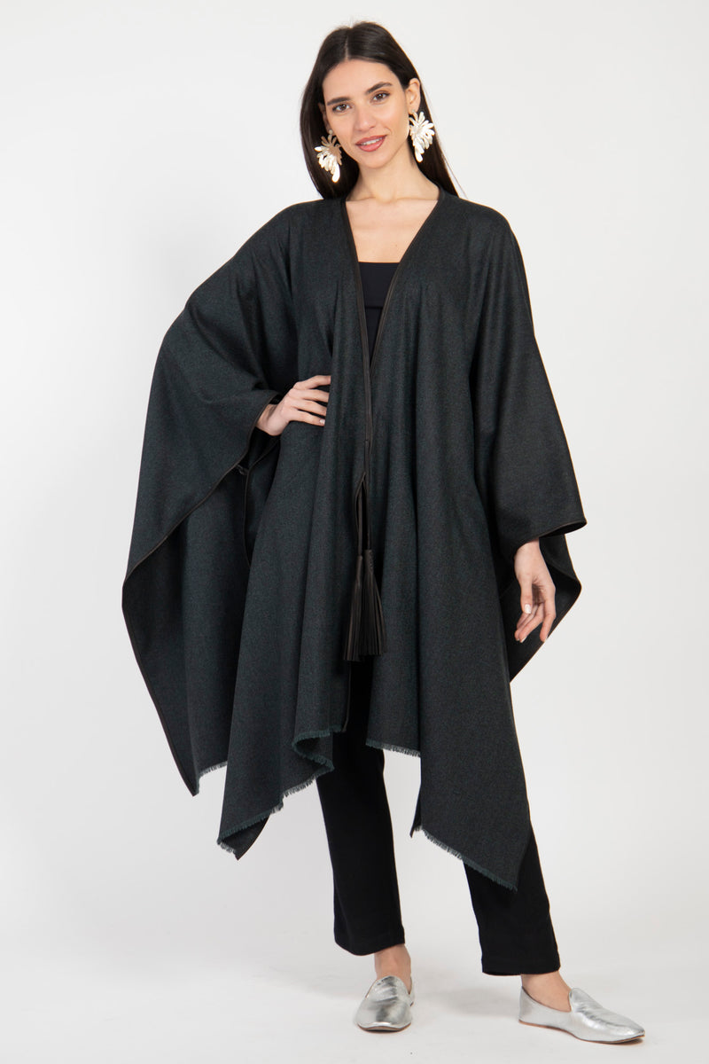 Wool & Cashmere Dark Forest Poncho