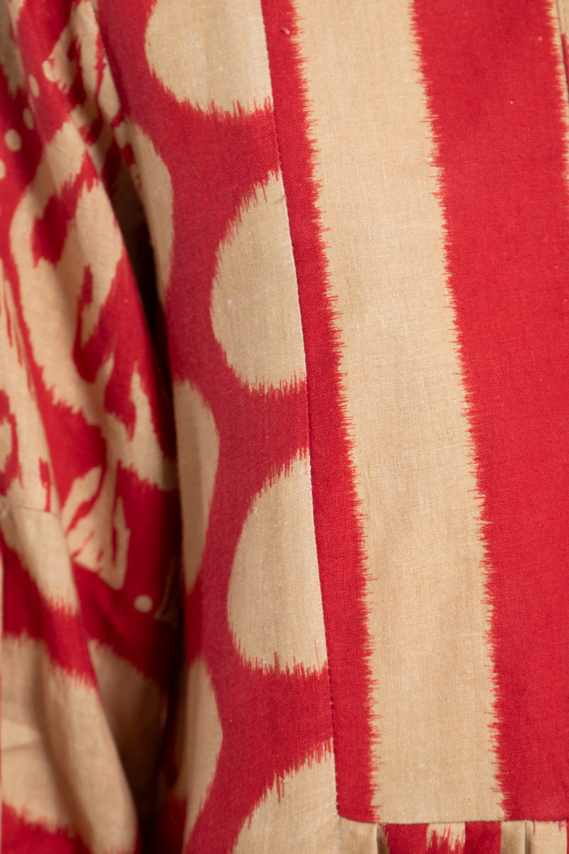 Katia Linen Red & Beige Dress