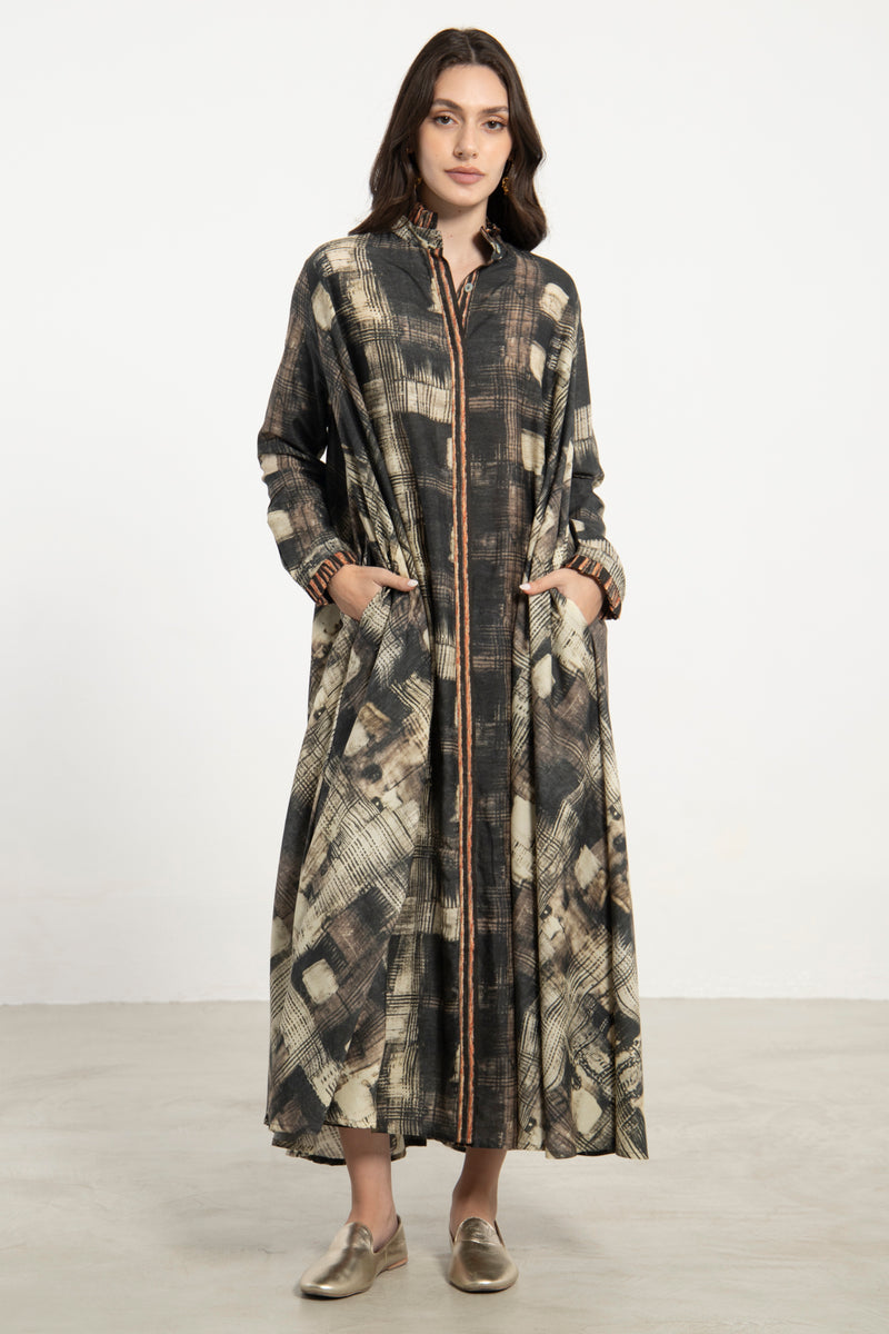 Marwa Cotton Plaid Print Dress