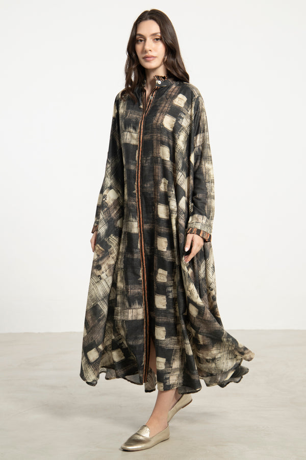 Marwa Cotton Plaid Print Dress