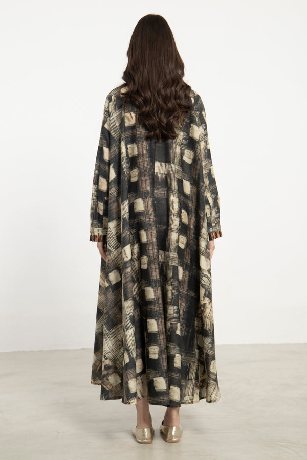 Marwa Cotton Plaid Print Dress