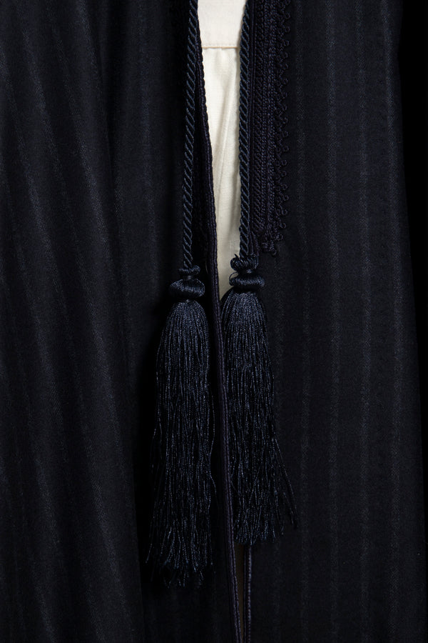 Wool & Cashmere Navy Striped Poncho