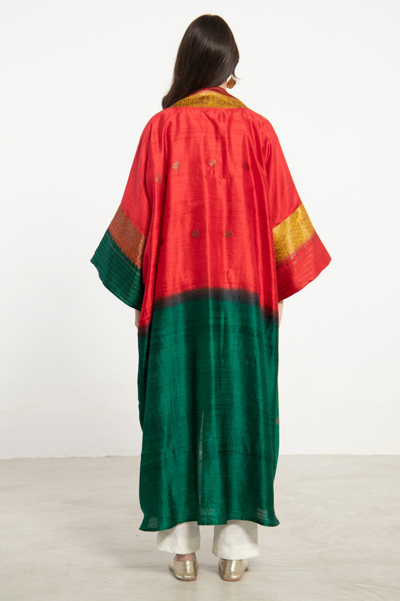 Yasma Raw Silk Multicolor Abaya