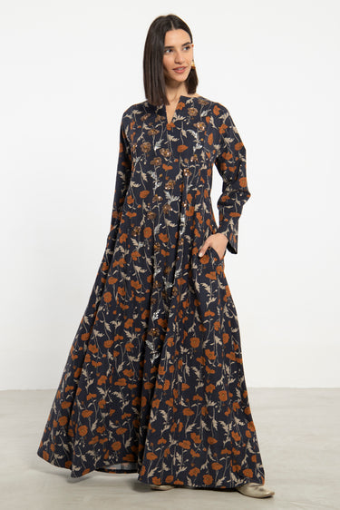 Fajer Cotton Corduroy Hand Embroidered Dress