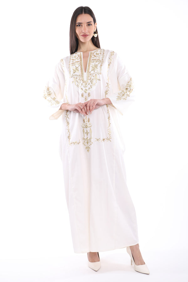 Nayyara Cotton White Embroidered Dress