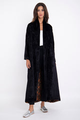 Fay Velvet Embossed Black Coat