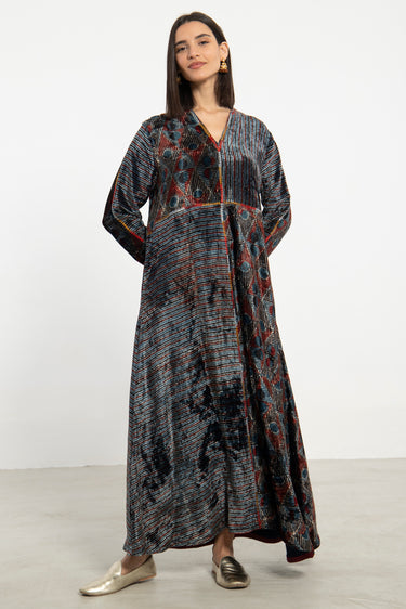 Rama Cotton Velvet Geometric Dress