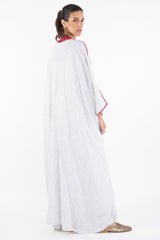 Classic Linen Black With Red Abaya