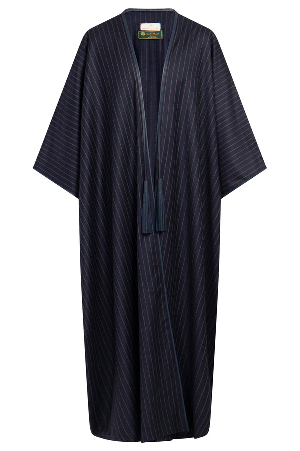 Wool & Cashmere Navy Pinstripe Abaya