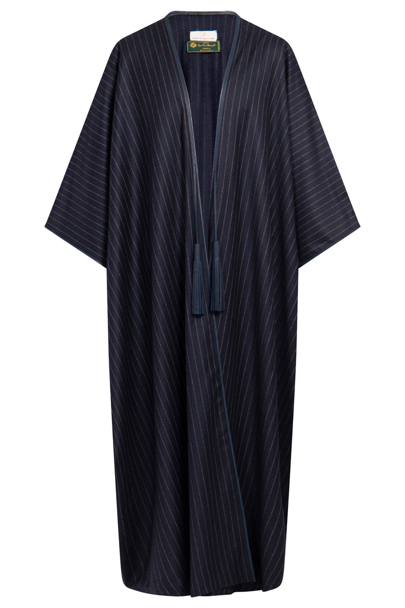 Wool & Cashmere Navy Pinstripe Abaya