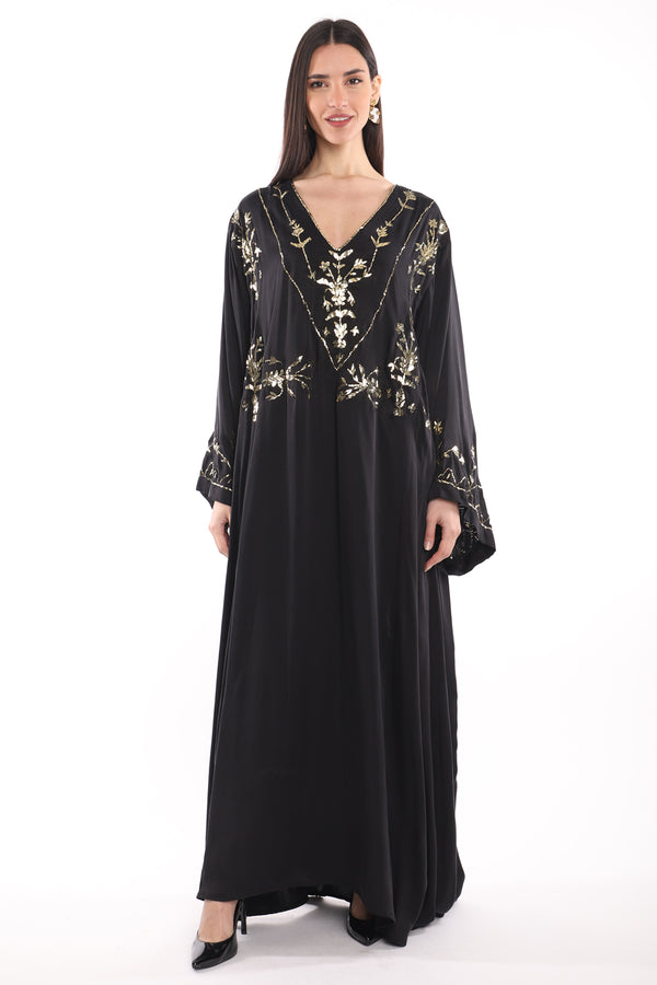 Malak Silk Tareq Black Gold Dress