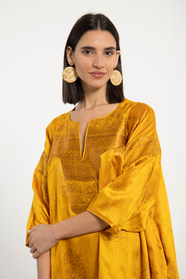 One-Of-a-Kind Rania Silk Brocade Yellow Dress