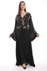 Malak Silk Tareq Black Gold Dress