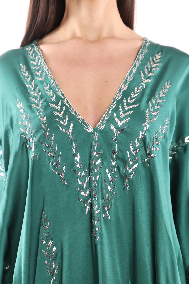 Cartage Silk Green Silver Tareq Dress
