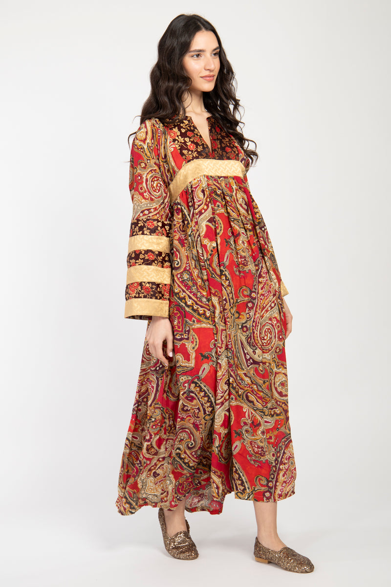 Linda Silk Red & Gold Dress