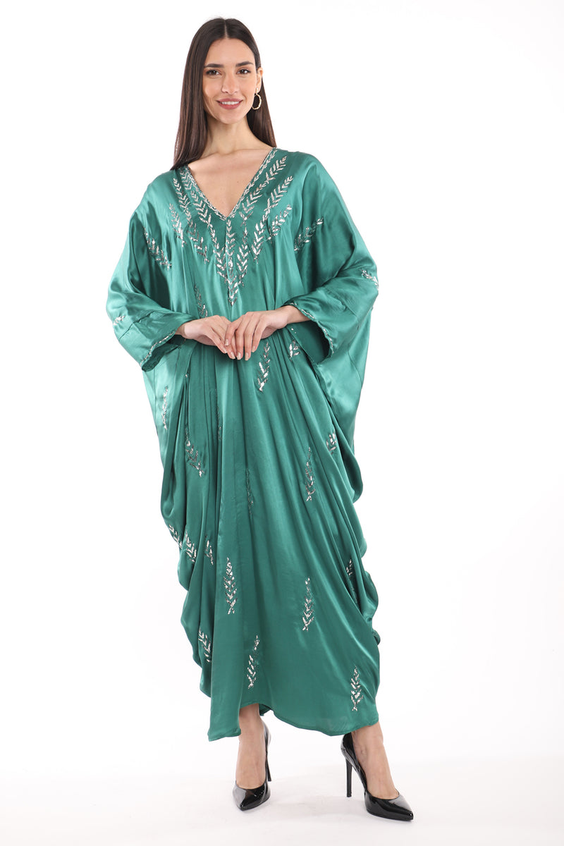 Cartage Silk Green Silver Tareq Dress