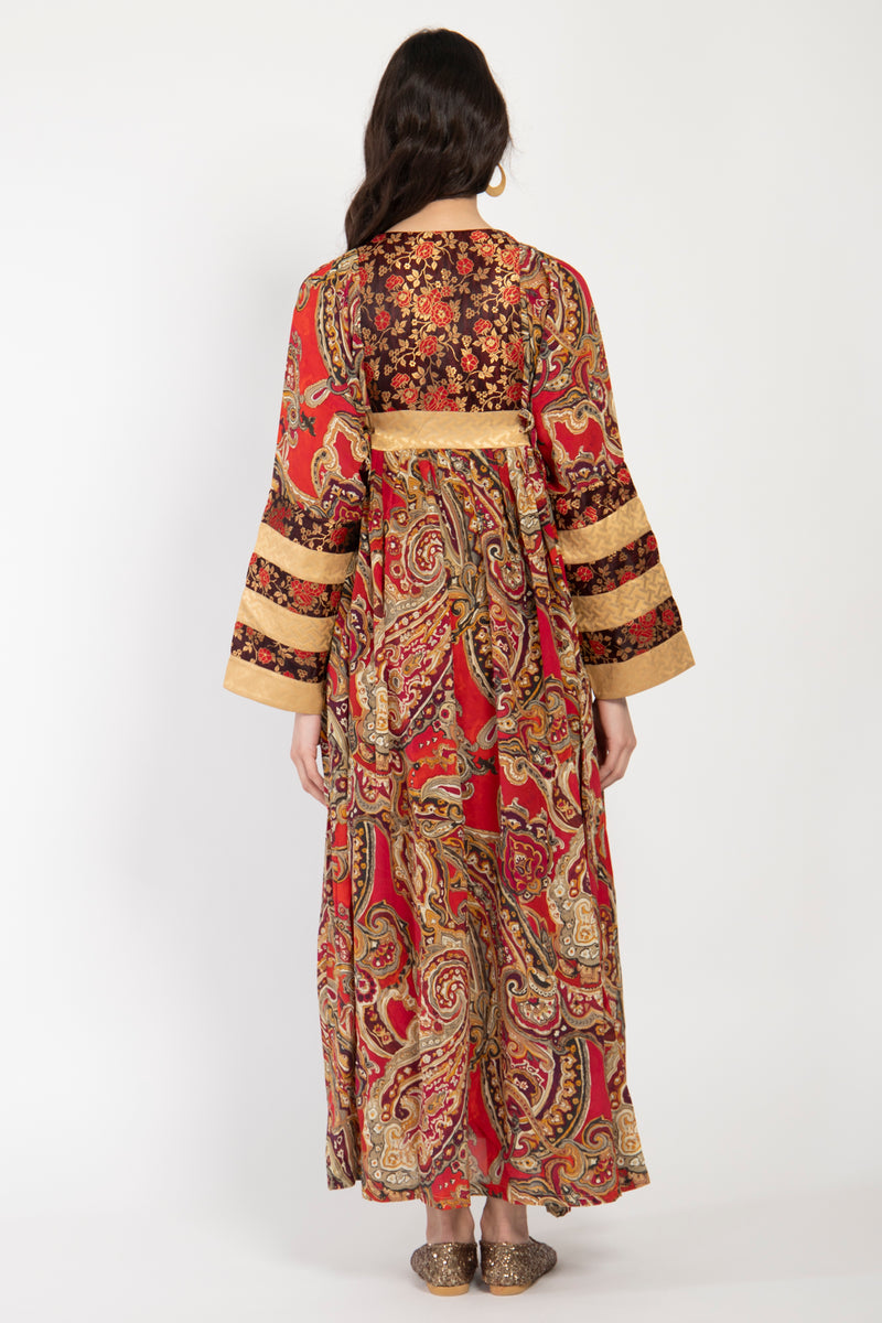 Linda Silk Red & Gold Dress