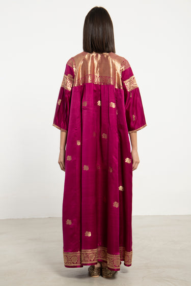 One-Of-a-Kind Rania Silk Brocade Magenta Dress