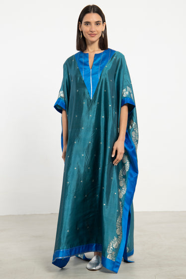 Tamara Silk Teal & Cobalt Kaftan