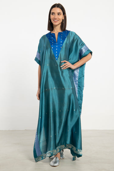 Tamara Silk Teal & Cobalt Kaftan