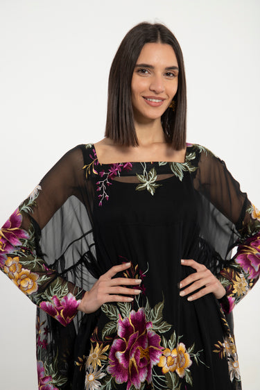 Ayyam Silk Georgette Black Dress