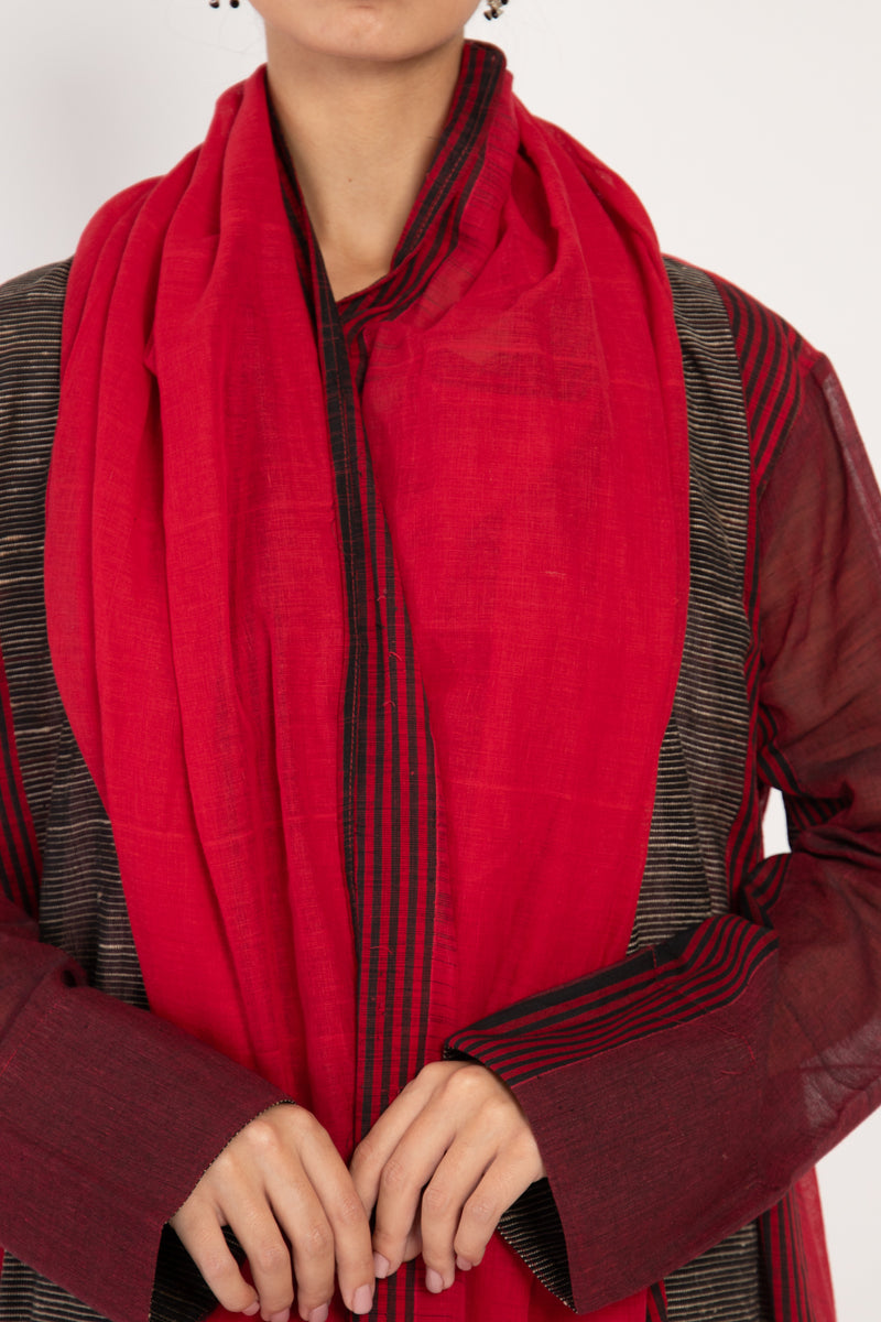 One-Of-A-Kind Madhuri Silk Red & Burgundy Dress