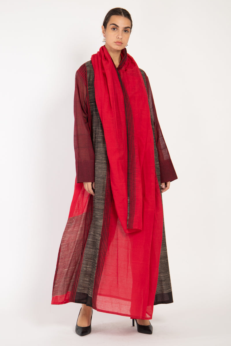 One-Of-A-Kind Madhuri Silk Red & Burgundy Dress