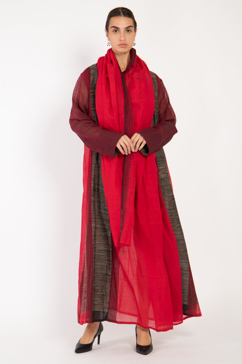 One-Of-A-Kind Madhuri Silk Red & Burgundy Dress