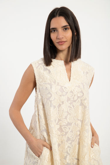 Rabiaa Taffeta Silk Off-White Dress