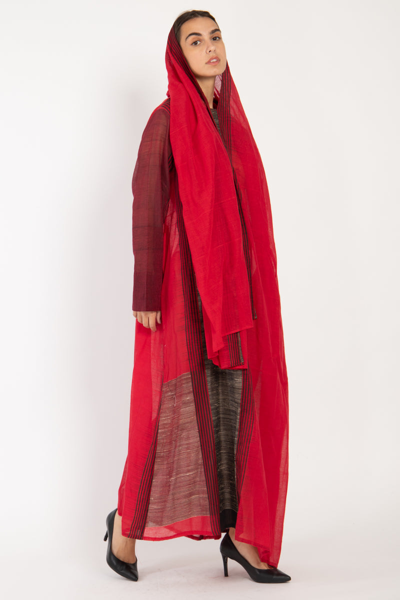 One-Of-A-Kind Madhuri Silk Red & Burgundy Dress