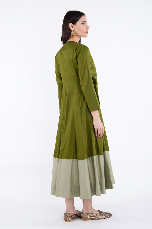 Chafa Cotton Olive Green Dress