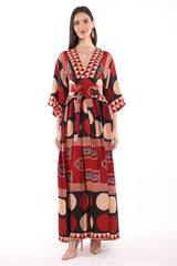 One-Of-A-Kind Sharifa Silk Printed Red Dress