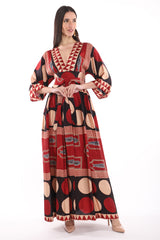 One-Of-A-Kind Sharifa Silk Printed Red Dress