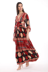 One-Of-A-Kind Sharifa Silk Printed Red Dress