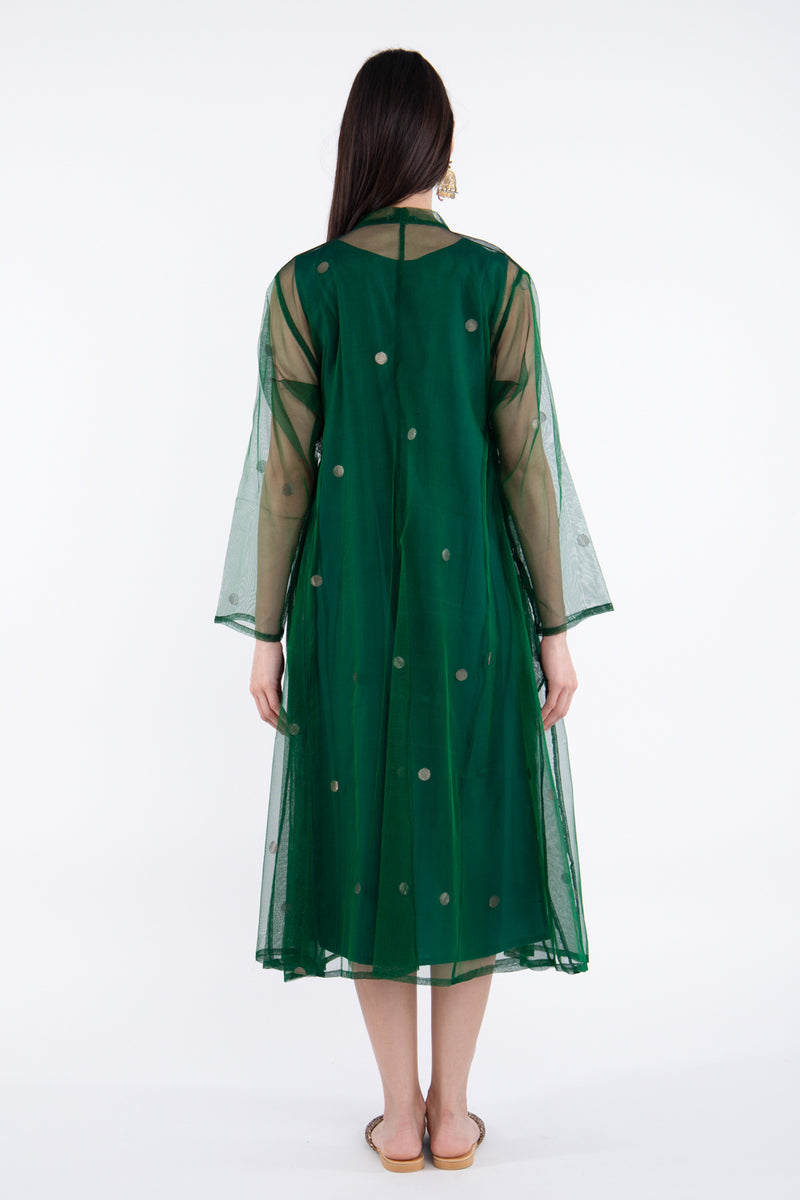 Badriyya Silk Green & Gold Dress