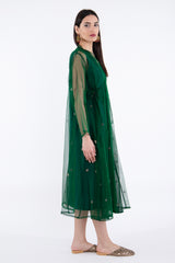 Badriyya Silk Green & Gold Dress