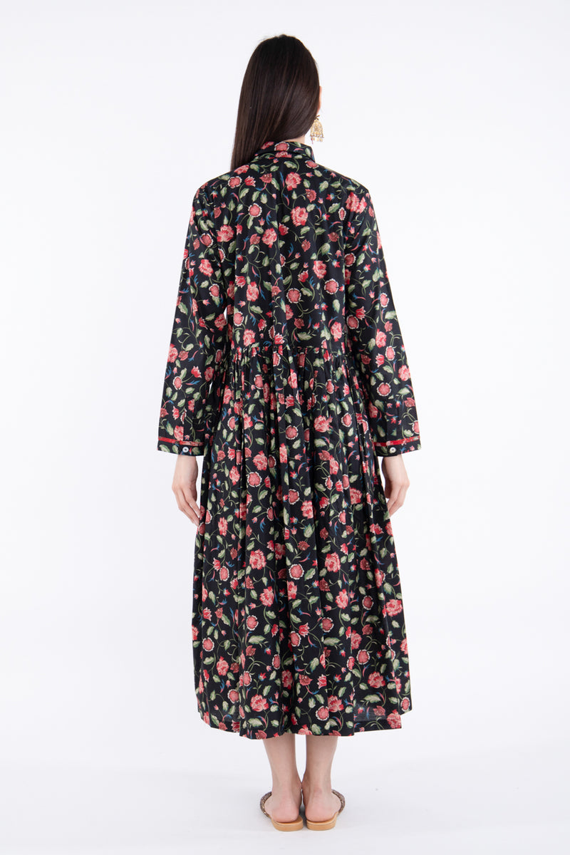 Najah Cotton Black Floral Dress