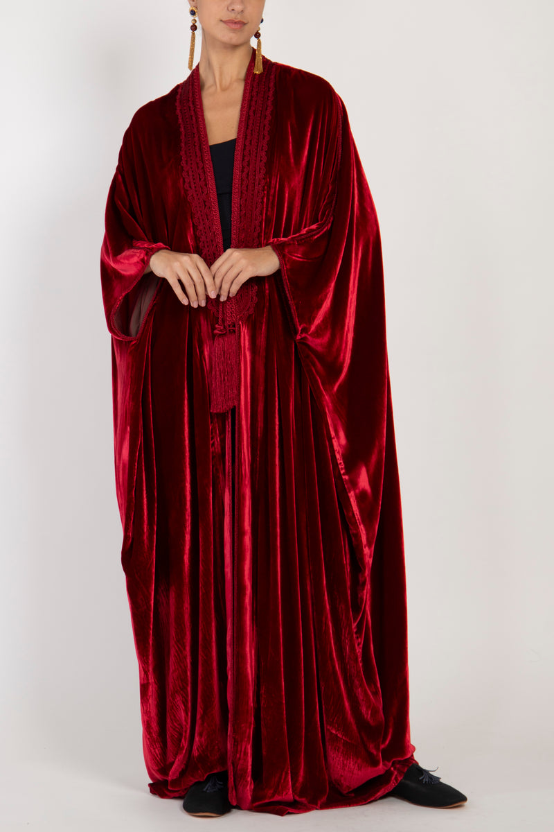 Classic Silk Velvet Red Abaya