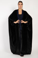 Classic Silk Velvet Ink Black Abaya