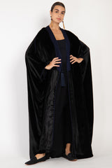 Classic Silk Velvet Ink Black Abaya