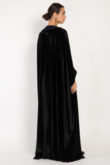 Classic Silk Velvet Ink Black Abaya