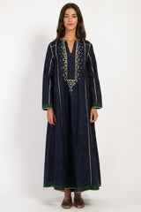 Amani Cotton Embroidered Navy Dress