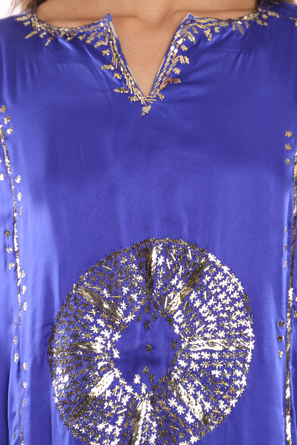Baalbeck Silk Tareq Blue Gold Dress
