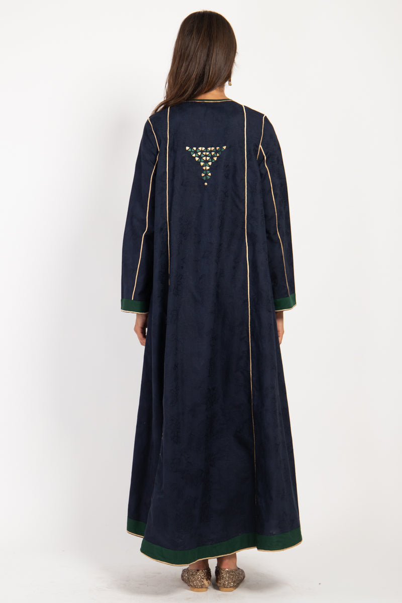 Amani Cotton Embroidered Navy Dress