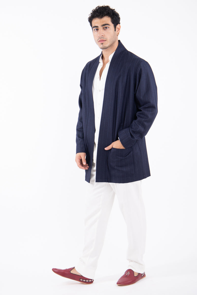 Khaled Loro Piana Wool Blue Checks Jacket