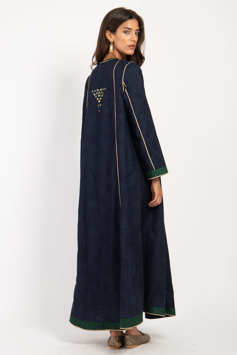 Amani Cotton Embroidered Navy Dress