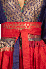 One-Of-A-Kind Sharifa Silk Red & Purple Dress