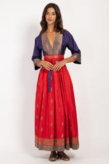 One-Of-A-Kind Sharifa Silk Red & Purple Dress