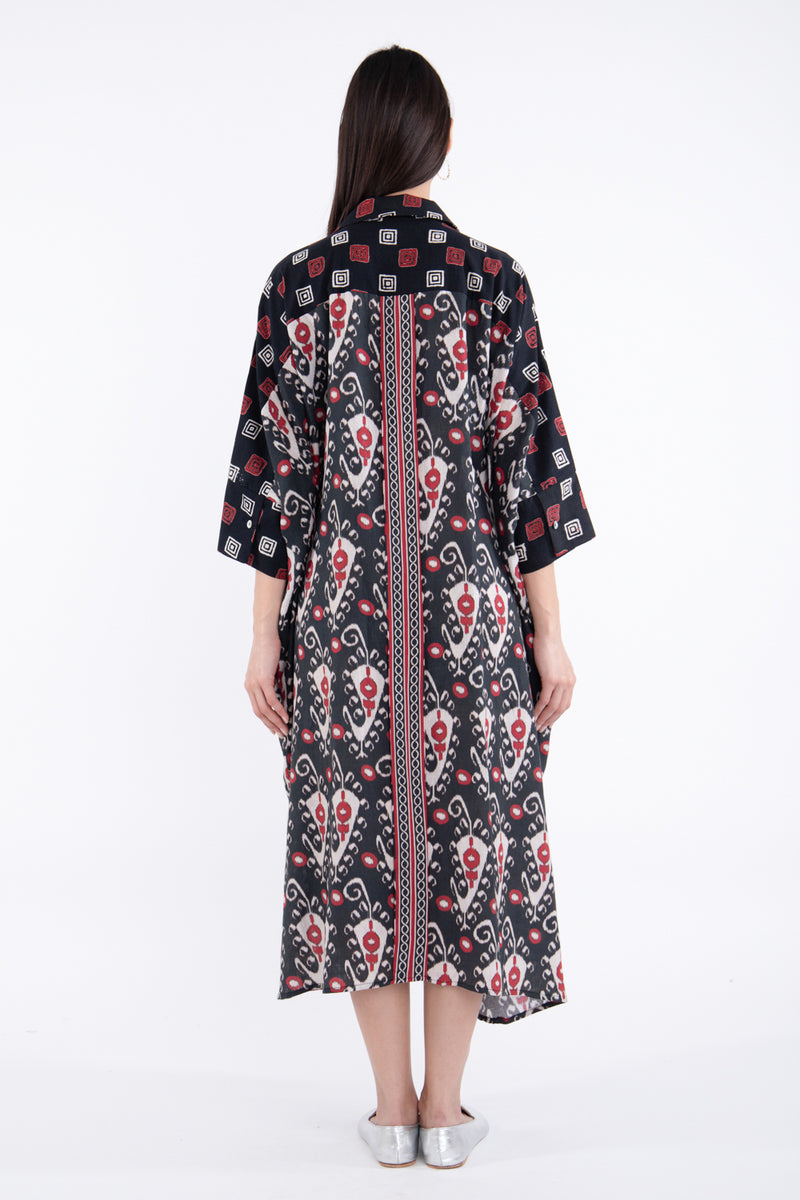 Hiba Linen Printed Ikat Dress